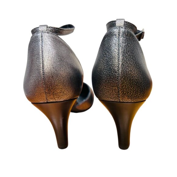 Antonio Melani 9 T Strap Heel Pump Pewter Metallic Shimmer - Picture 3 of 8